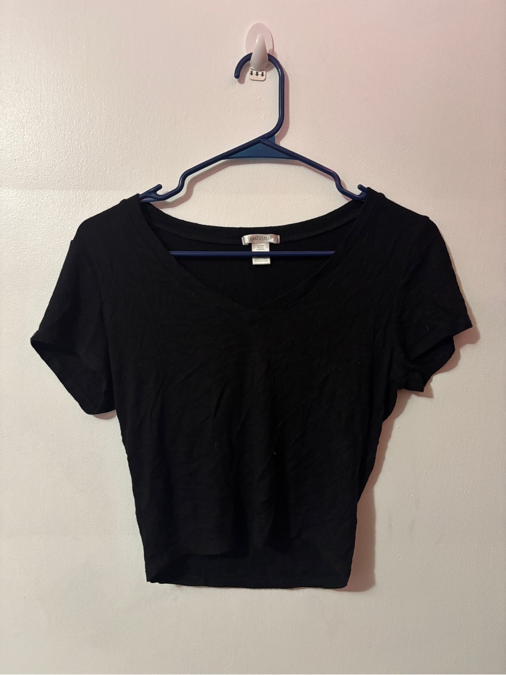 Bozzolo Black V-Neck Short Sleeve Tee